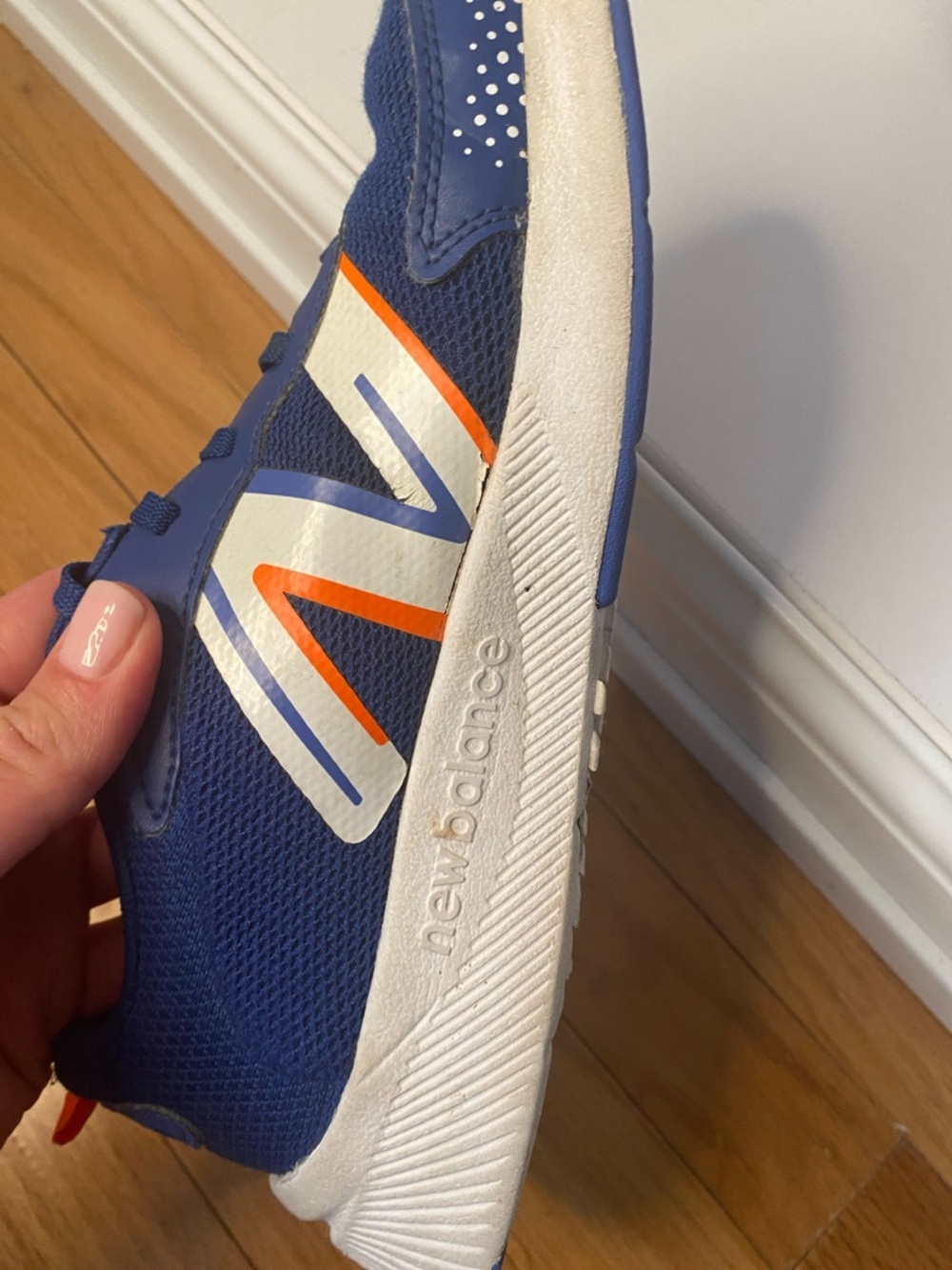 New Balance Blue Kids Sneakers with Orange and White Details - Picture 9 of 12